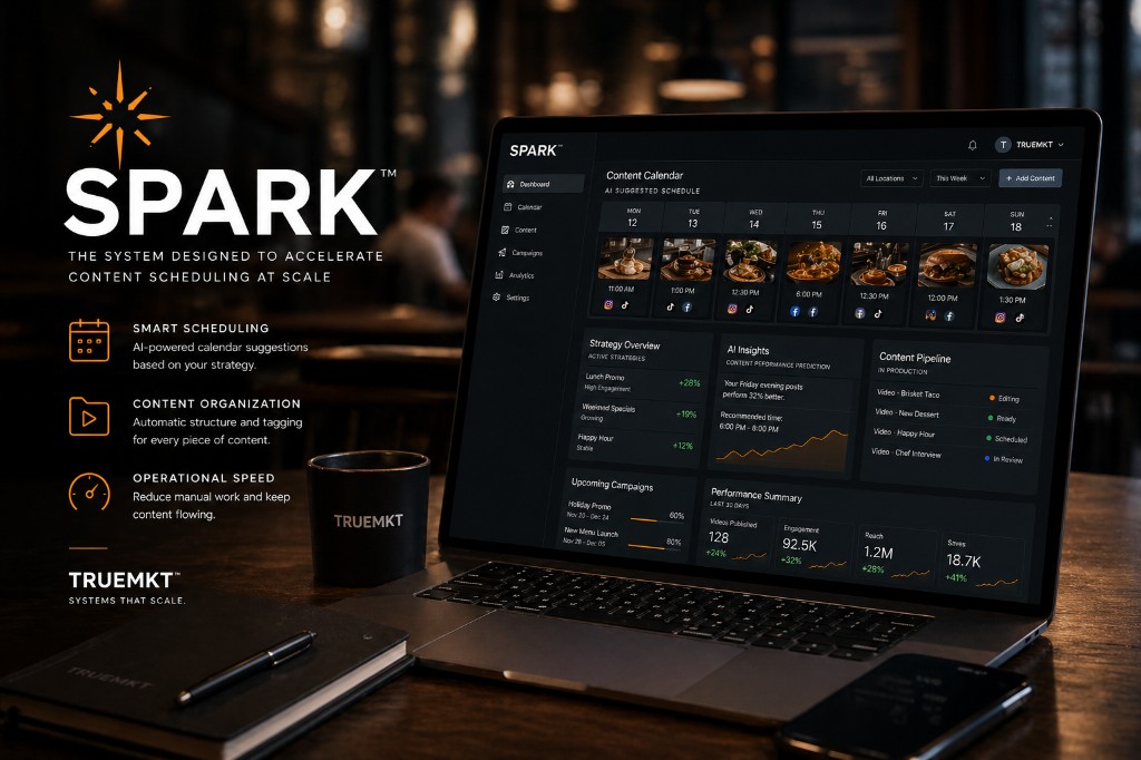 TRUEMKT SPARK content scheduling system dashboard